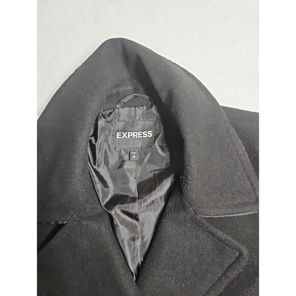 Express Coat Womens Small Pea Coat Wool Blend Double Breasted Black Outerwear - Picture 2 of 10